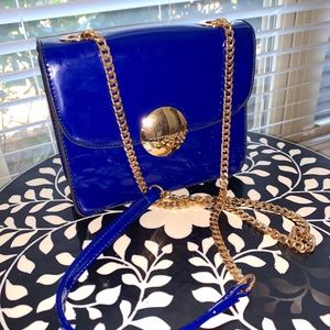 Blue with gold chain mini crossbody